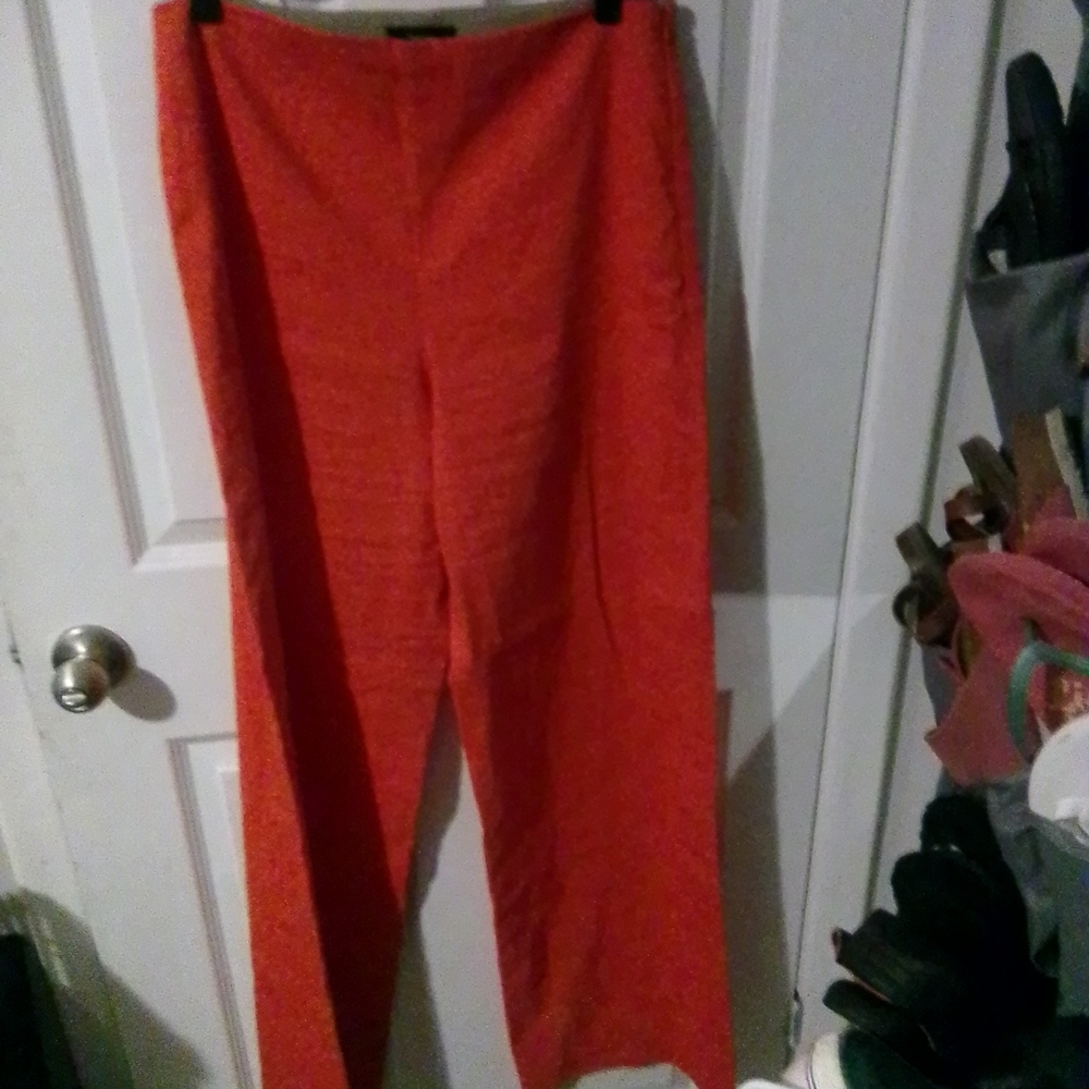 Theory Bright Orange Wide Leg Pants